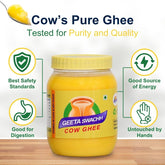 Organic Cow Desi Ghee By Geeta Swachh | Natural & Healthy Curd-Churned Desi Cow Ghee Good For Overall Health | (1 Litre) 33.8 Ounce | Jar Pack